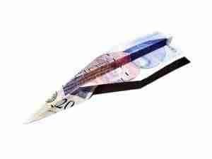 paper cash note plane