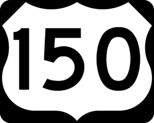 black and white usa road sign borrow 150 pounds