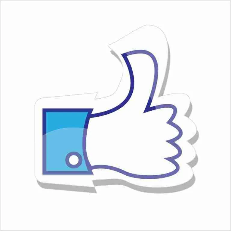 An illustrated blue and white thumbs-up icon, commonly recognized as a symbol for "like" on social media platforms.