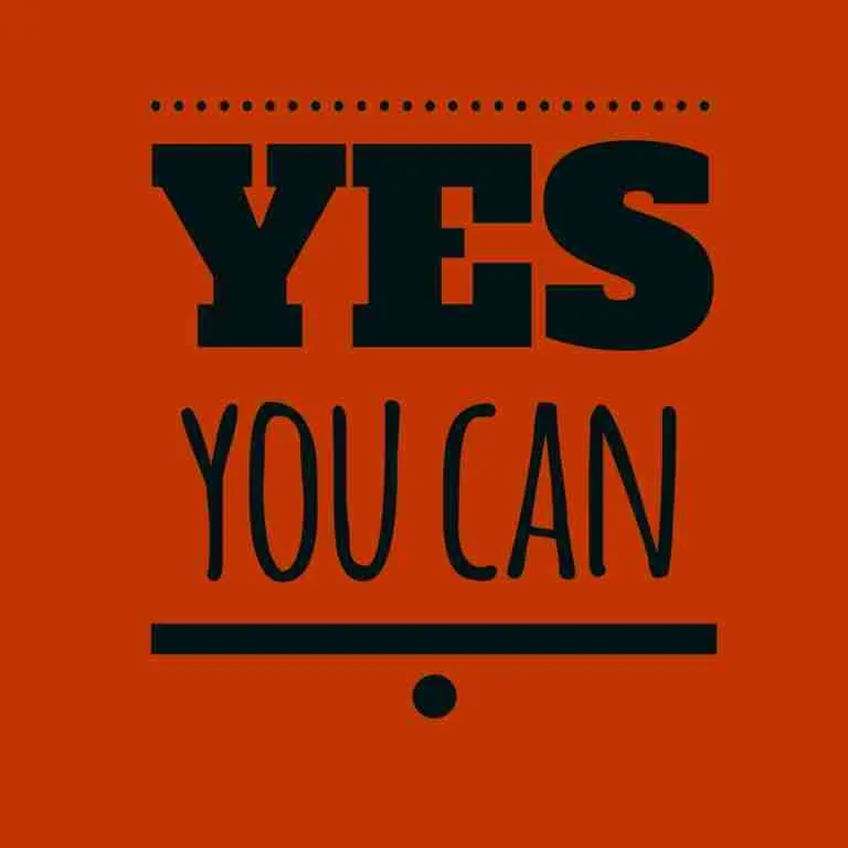 Graphic image with text "YES YOU CAN" in bold, black font on an orange background.