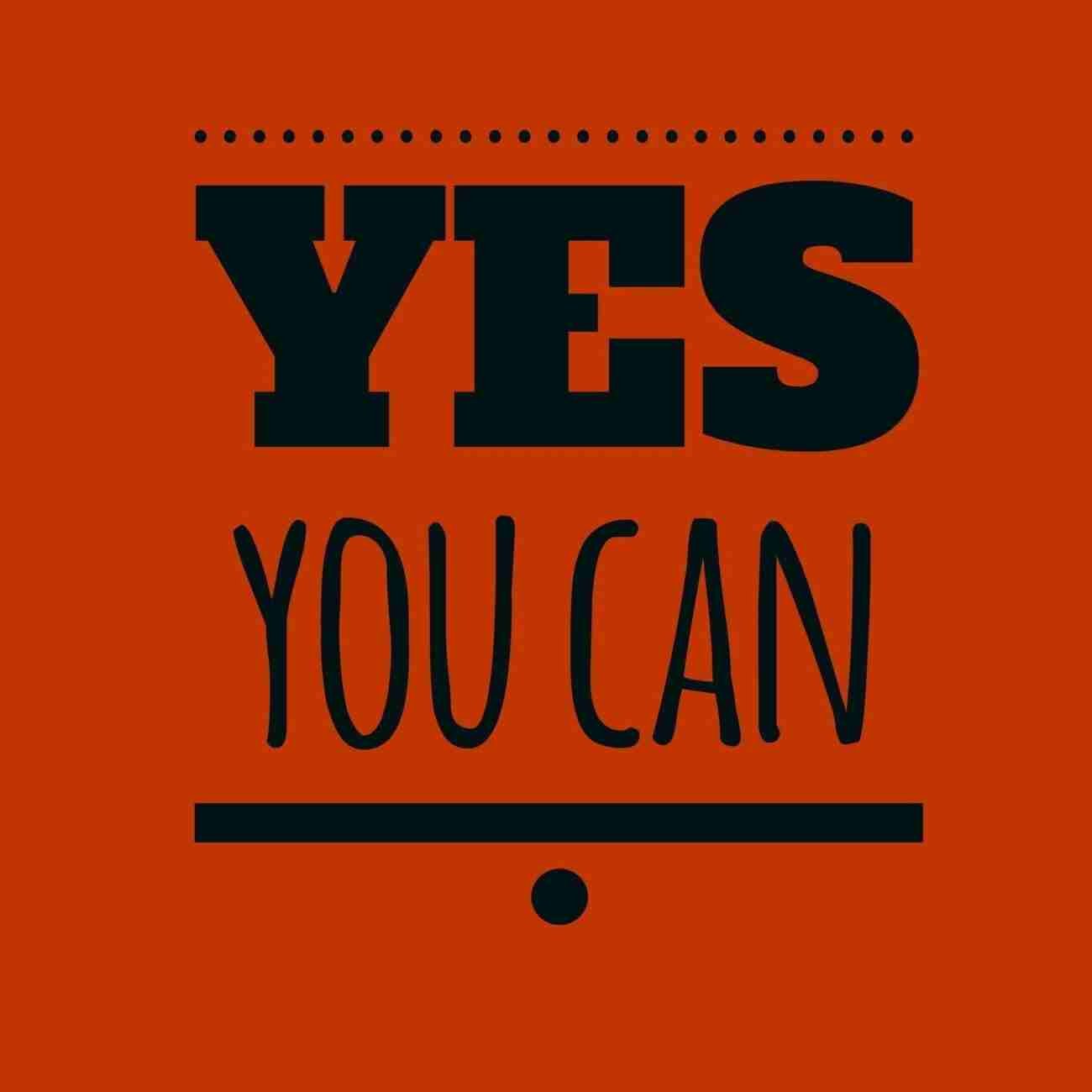 Graphic image with text "YES YOU CAN" in bold, black font on an orange background.
