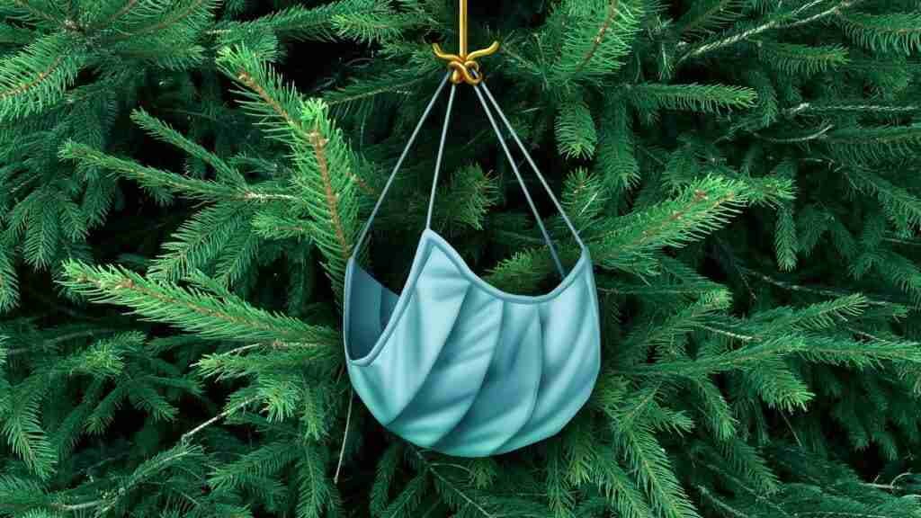 christmas 2020 face mask on tree