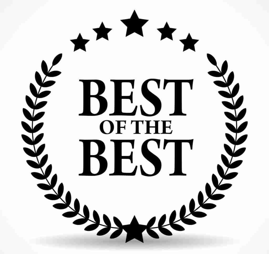 Black and white seal with the words "BEST OF THE BEST" surrounded by a circular laurel wreath and five stars. best loans.