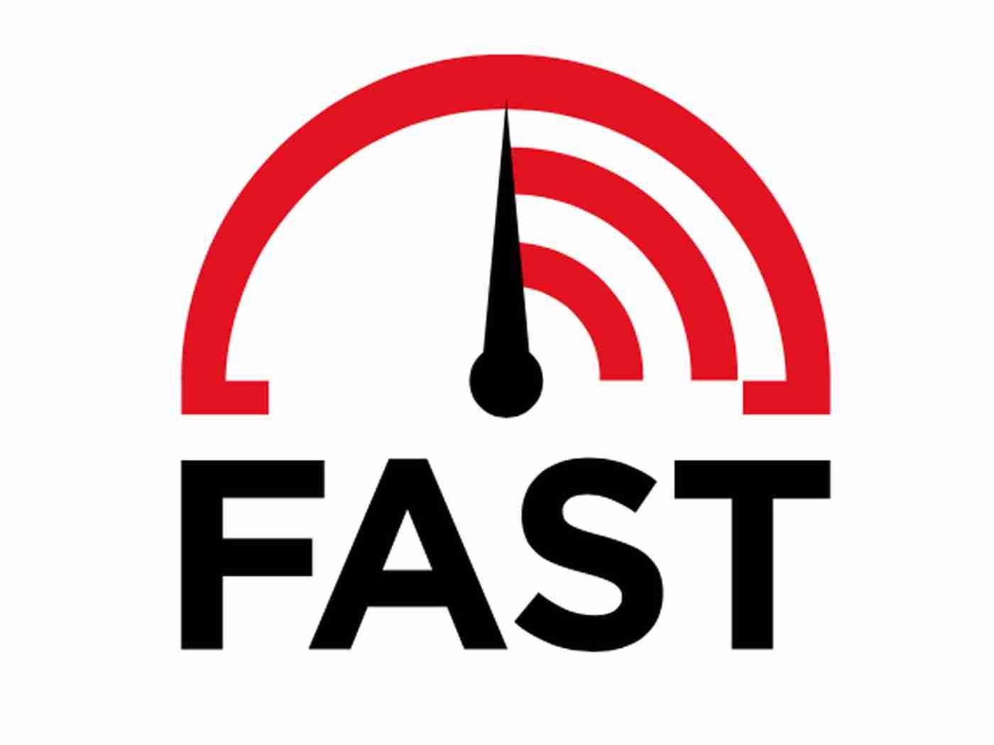 Logo featuring a speedometer graphic with the needle pointing towards the right side and the word "FAST" in bold black letters below it. The speedometer is red and black with no text or numbers on it.