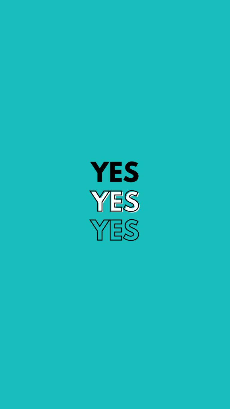 Three "YES" words stacked vertically with different shading on a turquoise background. yes benefit card