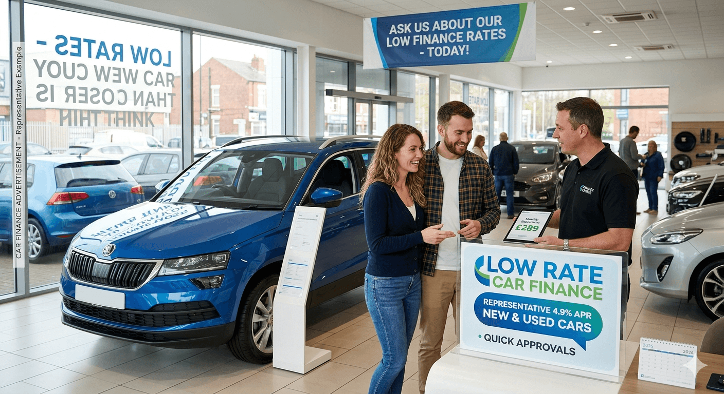 low rate car finance showroom