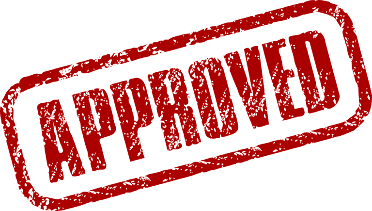Red 'approved' stamp for bad credit guarantor loans on a blue background.