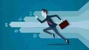 man running with brief case cartoon