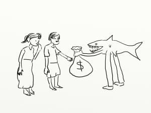 loan shark handing over bag of cash Loan Shark Needed ASAP
