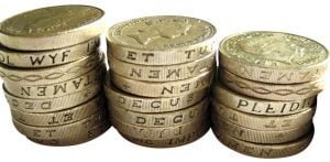 3 piles of pound coins