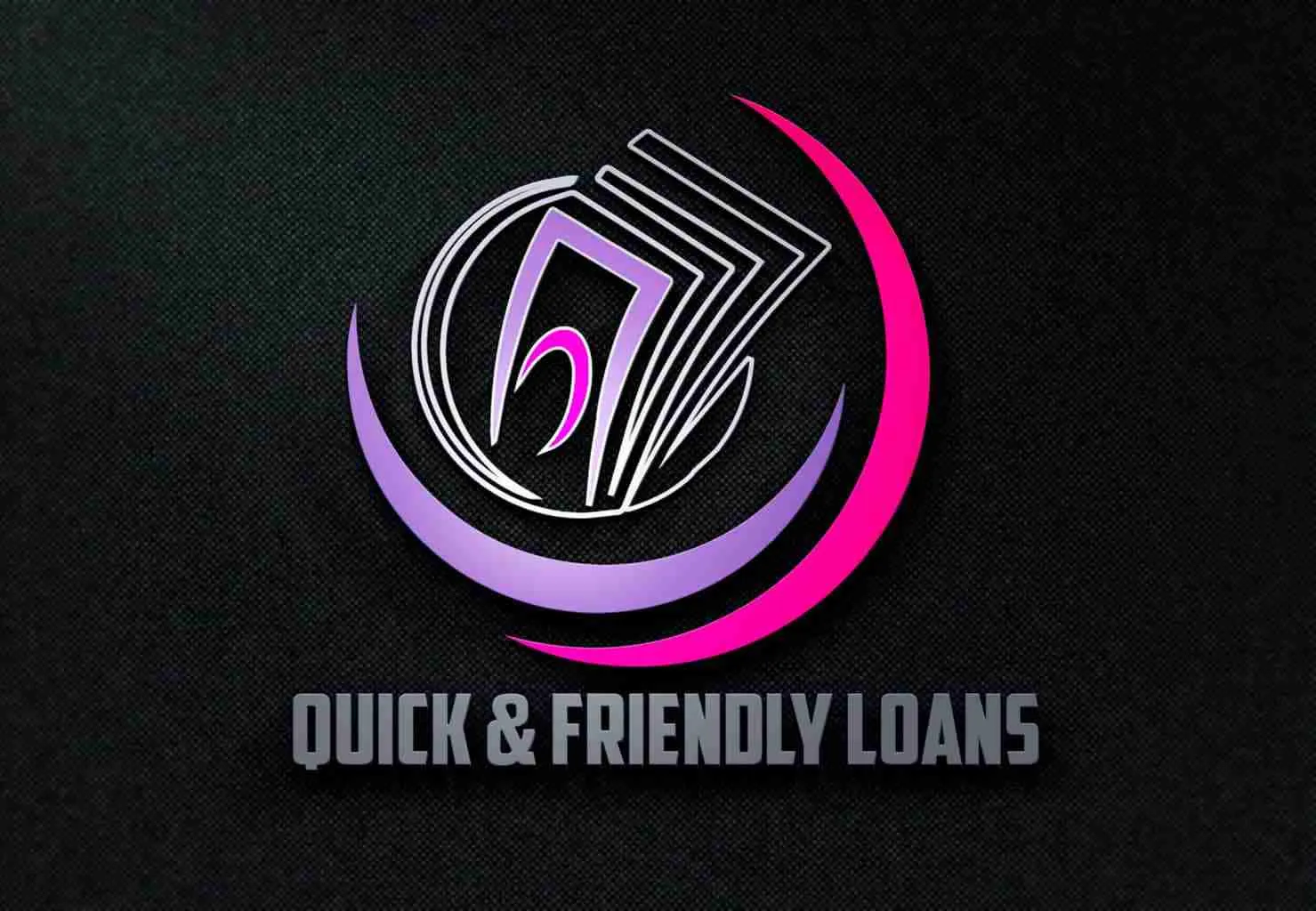 Modern and sleek financial service logo highlighting quick & friendly loans while emphasizing speed and customer care. also quick and friendly loans too