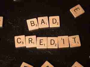 Bad Credit spelled out in scrabble letters